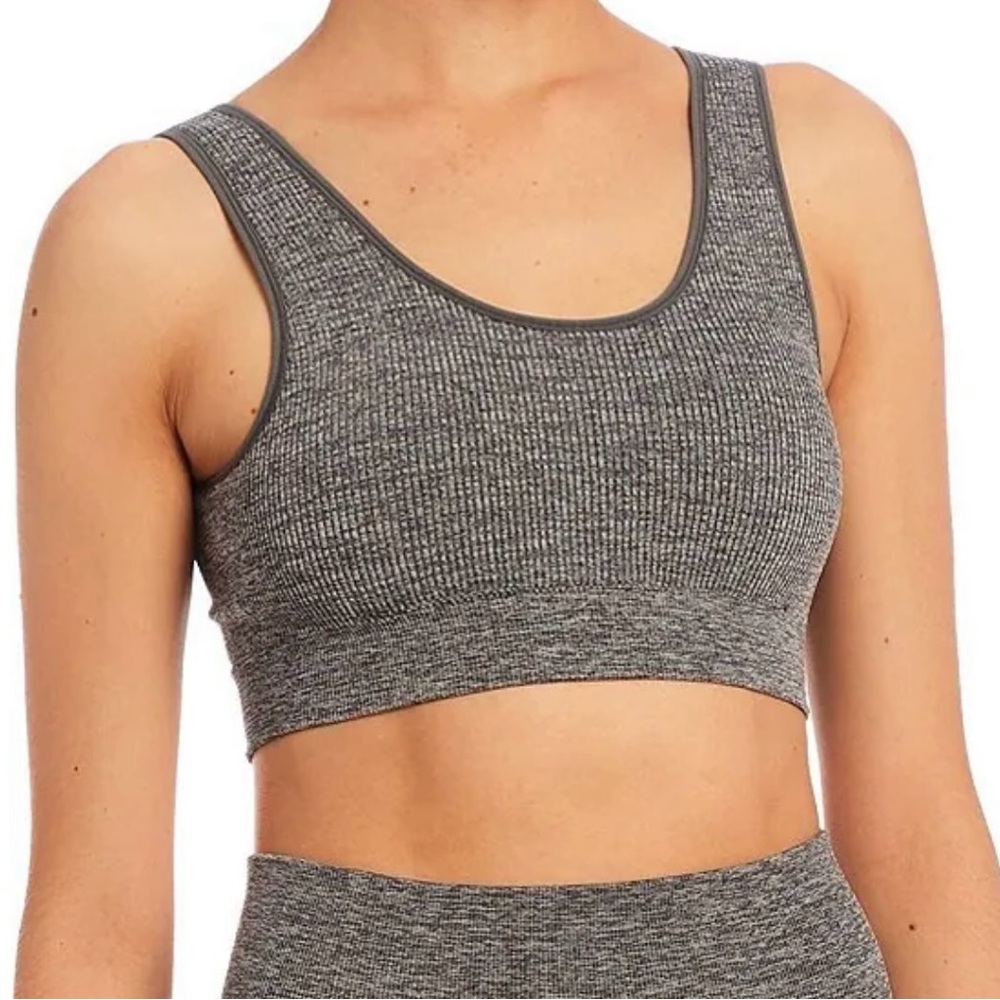 Gray Ribbed Sports Bra - Picture 1 of 5